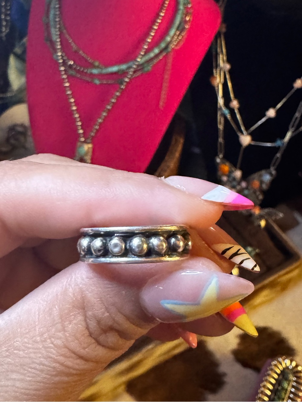 Sterling Silver Beaded Bubble Band Ring